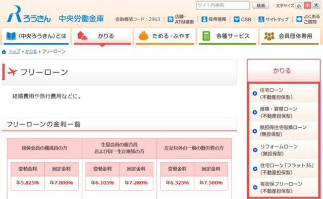 ろうきんカードローンでお金を借りる